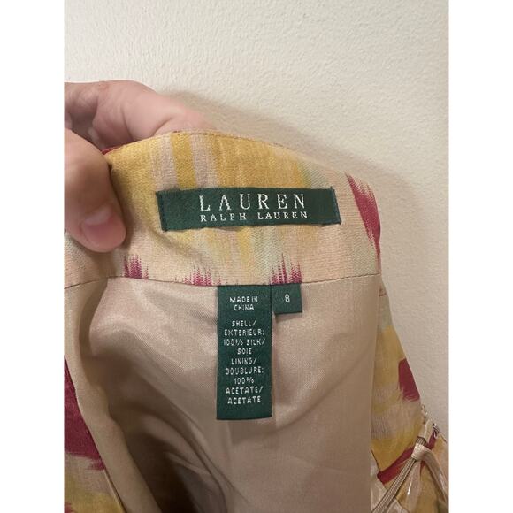 Lauren Ralph Lauren NWT 100% Silk Pleated Skirt Sz 8 Western Aztec Ikat - Picture 4 of 7